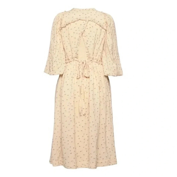 NEW Munthe Curtis Open Back Embroidered Floral Midi Dress Pale Yellow Size 8 - Picture 3 of 14